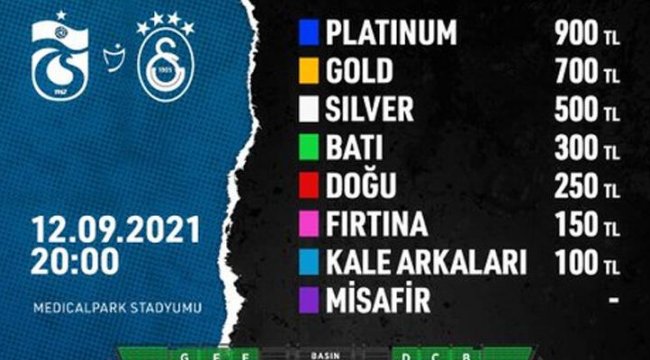 Trabzonspor-Galatasaray maçı biletleri satışta